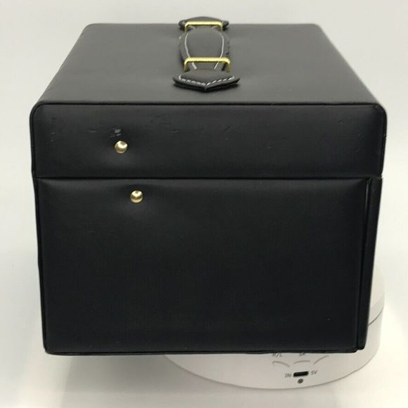 Songmics Leather Travel 3 Tier Fold Out Locking Jewelry Box Mirror & Handle Blk - Picture 9 of 16